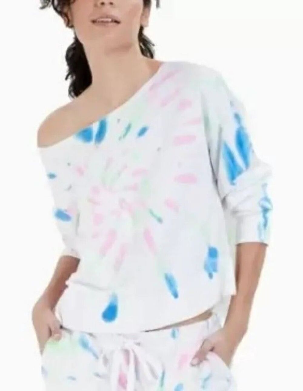Jenni Cotton French Terry Lounge Top, Sweatshirt Tie Dye Print 100% cotton Med